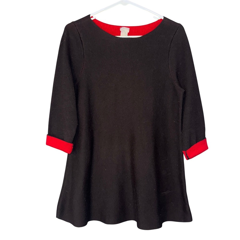 Chicos Bold Minimalist Top Womens 1 Black Bi Color Dark Acedemia Capsule Money